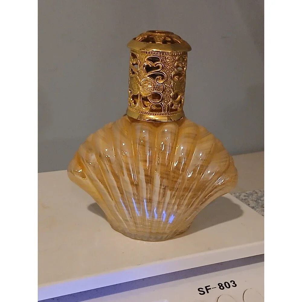 Vtg seashell Shaped art glass fragrance catalytic lamp Marta Harff Perfumum
